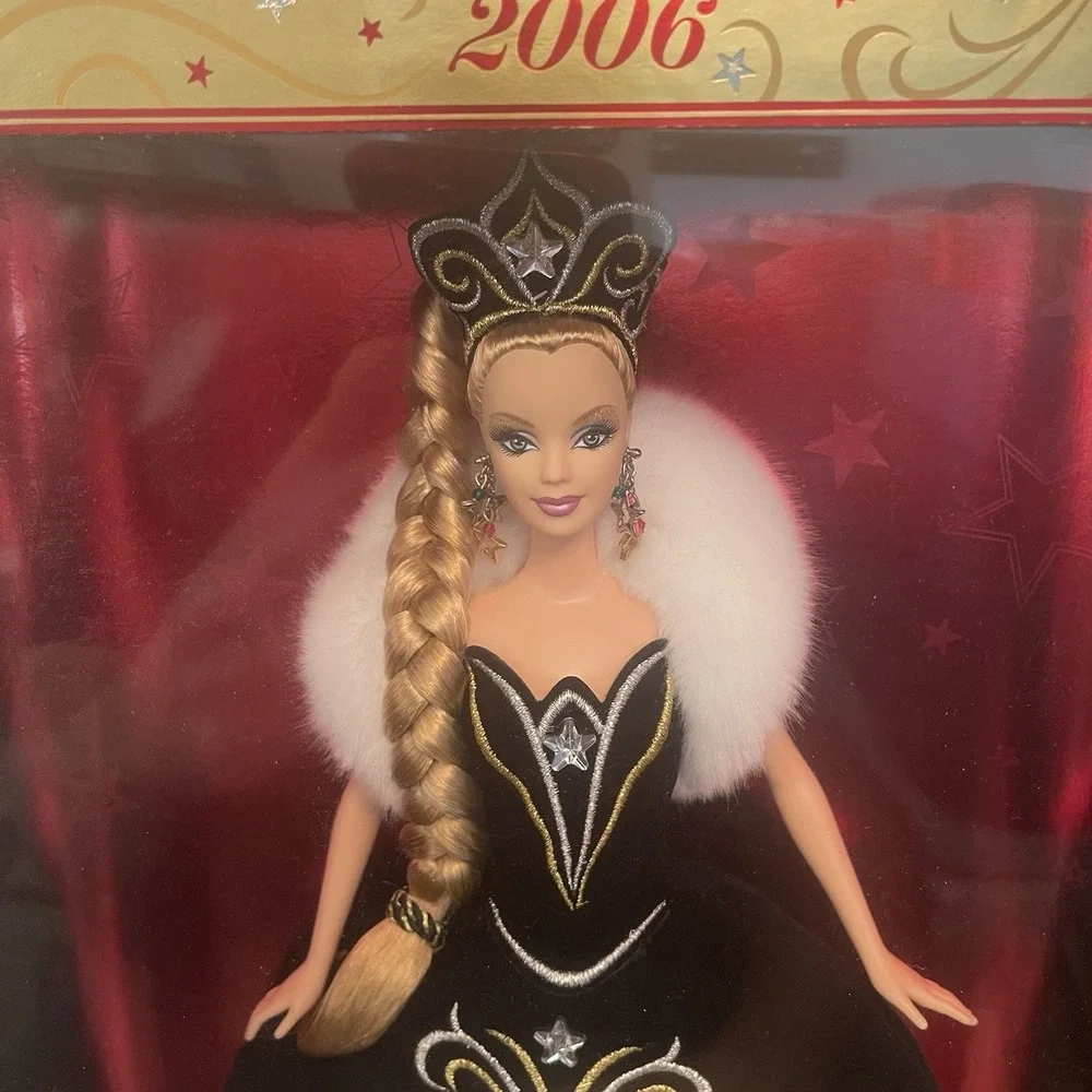 Mattel 2006 Holiday Barbie Doll Blonde Black Dress Bob‎ Mackie Christmas J0949